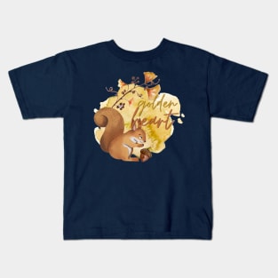 Golden Heart Watercolour Autumn Squirrel Kids T-Shirt